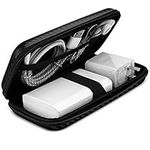 iMangoo Shockproof Carrying Case Hard Protective EVA Case Impact Resistant Travel 12000mAh Bank Pouch Bag USB Cable Organizer Earbuds Sleeve Pocket Accessory Smooth Coating Zipper Wallet Fiber Black