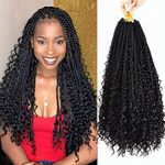 7 Packs Crochet Box Braids 20 inch Box Braid Crochet Hair Extension 3X Crochet Braids with Curly Ends 16 Strands/Pack (20 Inch, 1B)