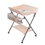 nozama Baby Diaper Changing Table Portable Folding Diaper Station with Wheels Adjustable Height Baby Diaper Table Infant Care Station Table with Shelf and Organizer Unit