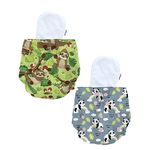 BUMTUM Cloth Diapers for Babies 0 to 3 Years | Pack of 2 with Inserts | Reusable Diaper for New Born Baby, Cloth Diapers, 5hrs Absorbency, Freesize, Washable, Cotton, Extra Soft (Panda & Sloth)