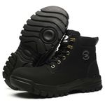 TimGross Waterproof Safety Shoes for Men Work Steel Toe Boots Non Slip Lightweight Comfortable Indestructible Construction Boots 679/Black/42