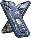 MYBAT Pro Designed for iPhone 13 Pro Max Case with Stand, 6.7 inch, Shockproof Stealth Series, Support Magnetic Car Mount, Double Layer Heavy Duty Military Grade Drop Protective-Blue Camo