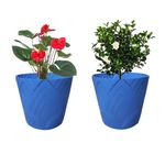 Greenri Lotus 10 Inches (Pack of 2) Heavy Duty Plastic Planters Pots UV Resistant Pot for Living Room Outdoor Indoor Round Shape|Flawless |Gardening Planters Pot (Blue Color)