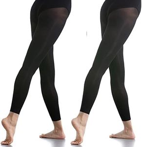 DANCEYOU 2 Paia Collant Danza Classica Calze Balletto Opaco Elastici per Ragazze e Donne 70 Denari Nero Senza Piedi M