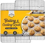 Checkered Chef Cooling Rack for Cooking and Baking - 10" x 15" Set of 2 Stainless Steel, Oven Safe Grid Wire Cookie Cooling Racks