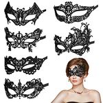 Aomig Venetian Masks, 6 Pieces Mardi Gras Masks for Masquerade Night, Lace Half Face Masquerade Masks for Women Men, Mardi Gras Masks Halloween Masquerade