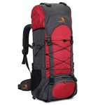 Bseash 60L Internal Frame Hiking Camping Backpack with Rain Cover, Outdoor Sport Travel Daypack for Climbing Touring (Red)