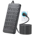 TROND Surge Protector Power Bar - 360° Rotating Plug, 24 Outlets 6 USB Ports - Total 37W, 15ft Flat Plug Extension Cord, 4000 Joules, ETL Listed, Large Power Strip for Home Office Dorm Room Essentials