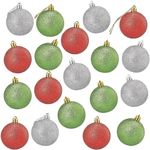 Juvale 48 Pack Mini Christmas Tree Ornaments, 1.5 In, Glitter Red Green Silver Shatterproof Assorted Small Christmas Ball Decoration