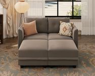 LLappuil Velvet Modular Sofa Sectional with Storage, Modern 4 Seat Couch with Chaise for Apartment, Brown