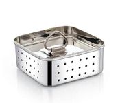 Amulya Stainless Steel (350ml Medium) Square Paneer/Tofu/Sprout Press Mould Maker Strainer Size-11.5x11.5x4 cm, Silver