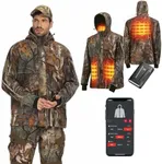 KEMIMOTO Hunting Heated Jacket with 20000mAh 6-15H Rechargeable Battery Pack Max Heating Temperature 149℉ Camo Heated Jacket
