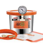 BACOENG 1.5 Gallon Tempered Glass Lid Stainless Steel Vacuum Chamber Perfect for Stabilizing Wood, Degassing Silicones, Epoxies and Essential Oils