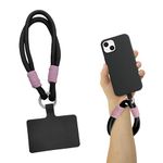 GadgetBite Phone Lanyard for iPhone Sling Hanging Chain Wrist Rope Multipurpose Hand Wrist Strap Cord Universal Anti-lost lanyard for mobile Secure and Stylish - Black and Baby Pink
