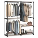 SONGMICS Portable Closet, Freestanding Closet Organizer, Clothes Rack with Shelves, Hanging Rods, Storage Organizer, for Cloakroom, Bedroom, 54.3 x 16.9 x 71.7 Inches, Taupe URYG025R02