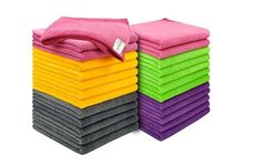 SOFTSPUN Microfiber Cloth - 25 pcs 40x40 cms 340 GSM Multicolor! Thick Lint & Streak-Free Multipurpose Cloths Automotive Microfibre Towels for Car Bike Cleaning Polishing Washing & Detailing.