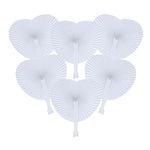 SUNYOK Wedding Fans for Guests, 24 Pack Heart Shaped Paper Fans Folding, DIY White Handheld Fans Gifts for Summer Wedding Favours Getting Married Party Wall Decorations