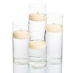 Set of 4 Eastland Cylinder Vases and 4 Richland Floating Candles 3" (Dark Pink)