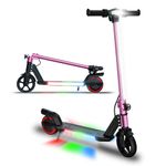 WEELMOTION Pink 6.5“ Foldable Kids Electric Scooter, Front LED Lights and Multicolor Shining Pedal Lights; Electrics Scooter for Kids with 150W Motor, UL2272 Certified