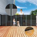 42'' Extra Tall Retractable Baby Gates Extra Wide 120'', Reinforced Extra Long Retractable Baby Gate for Stairs, Retractable Dog Gate for Doorways, Indoor/Outdoor Retractable Gate for Deck