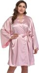 Bella Babe by SK Plus Size Luxury Silk Satin Robe for Women (3XL, Pink)