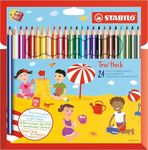 STABILO Colouring Pencil - Trio Thick Wallet of 24 Assorted Colours + Sharpener