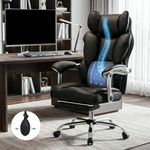 DROGO Emperium Office Chair for Work from Home 400LBS | Ergonomic Executive Boss Chair with PU Leather,High Back, Spacious Cushion Seat & Pumping Lumbar Support | Premium Metal Base & Footrest (Black)