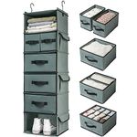 SMIRLY Hanging Closet Organizer Shelves. Grey 6 Shelf Closet Storage with 5 Clothes Organizer Drawers and Purpose Made Pockets. Sweater or Shoe Organizer, Baby Nursery Closet Organization and Storage