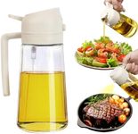 2 in 1 Oil Dispenser and Oil Sprayer,470ml Oil Dispenser Bottle Spray and Pour,Glass Olive Oil Sprayer for Cooking, Food-Grade Oil Spray Bottle Mister Spritzer for BBQ,Air Fryer,Kitchen (Creamy White)