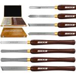 SIIIXS 8Pcs HSS Wood Turning Tools Lathe Chisel kit with Beech Handle and Wooden Box