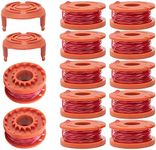 14 Pack Replacement Trimmer Spool Line, Trimmer Replacement Spools Line for Worx WA0010 WA0004.1 Grass Trimmer, Auto-Feed 10ft 0.065" Weed Eater String Edger Spool Line (12 Spool + 2 Trimmer Cap)