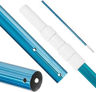 U.S. Pool Supply Professional 15 Foot Blue Anodized Aluminum Telescopic Swimming Pool Pole, Adjustable 3 Piece Expandable Step-Up - Attach Connect Skimmer Nets, Rakes, Brushes, Vacuum Heads with Hoses
