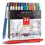 ARTEZA Coloured Gel Pens, 24 Pack of Assorted Colours, 10 Vintage and 14 Vibrant Colours, 0.7 mm Fine Tip, Retractable, For Journaling, Drawing, Doodling, and Notetaking
