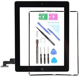 First choose Replacement Screen for iPad 2 A1395 A1396 A1397,iPad2 Touch Screen Digitizer Front Glass Assembly Black-Includes Home Button +Camera Holder+ PreInstalled Adhesive + Tools Kit