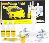 Windshield Repair Kit, Auto Windshield Crack Repair Kit, Efficient Windshield Chip Repair Kit with 4 Bottles Glass Repair Fluid, Quick Nano Windshield Repair Kit for Chips, Cracks, Star-Shaped Crack