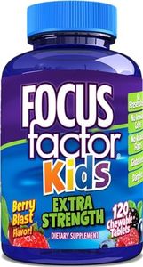 Focus Factor Kids Extra Strength Daily Chewable for Brain Health Support, 120 Count – Vitamins - Quality Formula – Gluten & Dairy Free Supplements for Children – No Artificial Sweetener