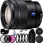 Vario-Tessar T* E 16-70mm f/4 ZA OSS Lens 23PC Bundle. Includes Manufacturer Accessories + 3PC Filter Kit (UV-CPL-FLD) + 4PC Macro Filter Set (+1,+2,+4,+10) + Deluxe Starter Kit + Cap Keeper