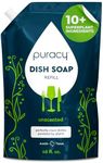 Puracy Natural Dish Soap Refill - Skin-Softening Plant-Based Liquid Dishwashing Detergent Soap, Clean-Rinsing Water-Sheeting Formula (Free & Clear, 48 fl oz)