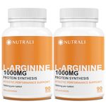 New 1000mg HIGH STRENGTH L Arginine Tablets - Pure Arginine Powder, Powerful Nitric Oxide Supplement, Boost Protein and Creatine Synthesis, Stamina and Athletic Dominance, Designed for Men requiring Peak Performance and Endurance, Non-GMO, Gluten-Free - 180 Vegan Tablets