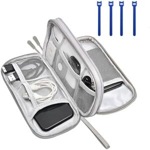 Mokhike Organisateur Sac a Dos, Cable Organizer, Rangement Cable Chargeur Portable Universel pour Adaptateur, Câble, Carte SD, Chargeur, Souris, Banque d'alimentation, Beige