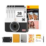 KODAK Mini Shot 2 Retro 2x3” Instant Digital Camera & Photo Printer, 38 Sheets Gift Bundle, 2-in-1 Portable Print Camera, Bluetooth Smartphone Printer for iOS & Android, 4PASS Dye Sublimation, White