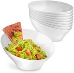 6oz White Plastic Serving Bowls (8 Pack) Small Disposable Snack Bowl Candy Dishes, Buffet Containers for Chips, Popcorn, Snacks, Mints, Salad Bar, Parties, Office Desk, Bridal Shower, Party Supplies