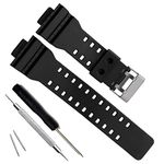 Natural Resin Replacement Watch Band Strap for Casio Mens G-Shock GD120/GA-100/GA-110/GA-100C (Black)