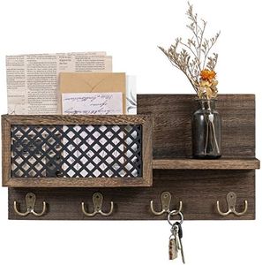 Dahey Key Holder Wall Mounted Mail Holder Organizer with 4 Double Key Hooks for Wall Entryway Decorative Key Rack Shelf Rustic Home Decor for Entryway Mudroom Hallway Kitchen Office, Bronze