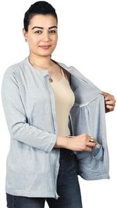 Inspired Comforts Mastectomy Recovery Shirt with Drain Pockets & Drainage Tube Fasteners, Grey L