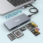 6 in 1 XQD Card Reader, 10Gbps Multi XQD Reader for Sony G/M Series, Lexar 2933x/1400x USB Mark XQD Card/CF/XD/MS/TF/SD Reader, USB C USB 3.0 Memory Card Reader for Windows/Mac OS/Linux/Android