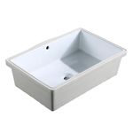 AMASHEN Bathroom Sink Undermount White Rectangular Porcelain Ceramic Vanity Basin with Overflow 18" x 12"