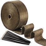 15Mx5cm Exhaust Wrap, Motorcycle Wxhaust Bandage, Titanium Heat Shield for Car, with 15Pcs Stainless Ties