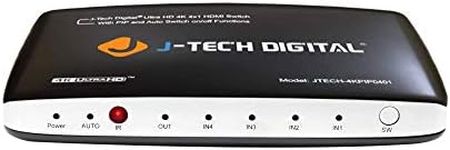 J-Tech Digital 4-Port High Speed HDMI Auto Switch with PIP IR Wireless Remote and Power Adapter