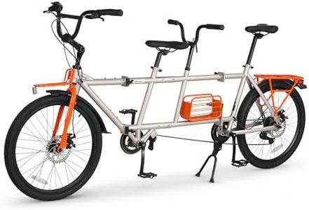 MEGHNA Tandem Bike Folding Bike 24 inch Wheel 6 Speed Dual Disc Brakes Multiple Fold Cruiser Bike with Front Cargo and Rear Rack Dual Fenders for Women Men Senior Couple